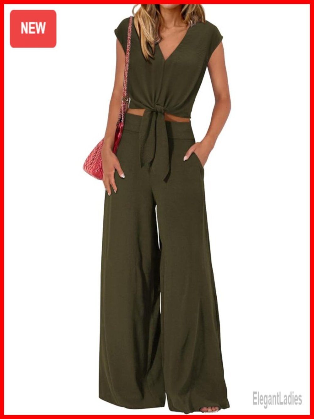 Two Piece Outfit Crop Top Wide Leg Pants Set Casual Tracksuit Summer